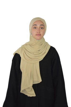 Hijab mousseline bonnet intégré croisé en jersey