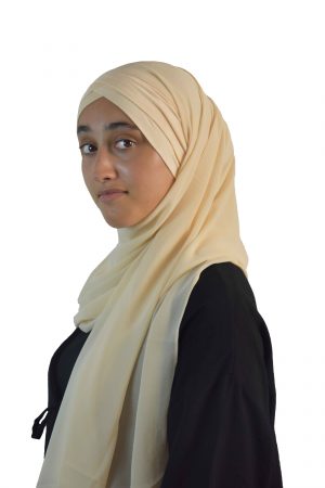 Hijab mousseline bonnet intégré croisé en jersey